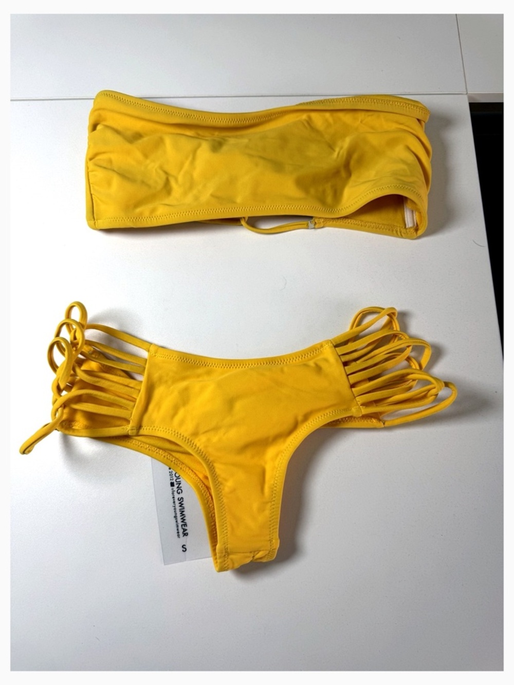 Forever Young Yellow Strappy Bikini Size S
